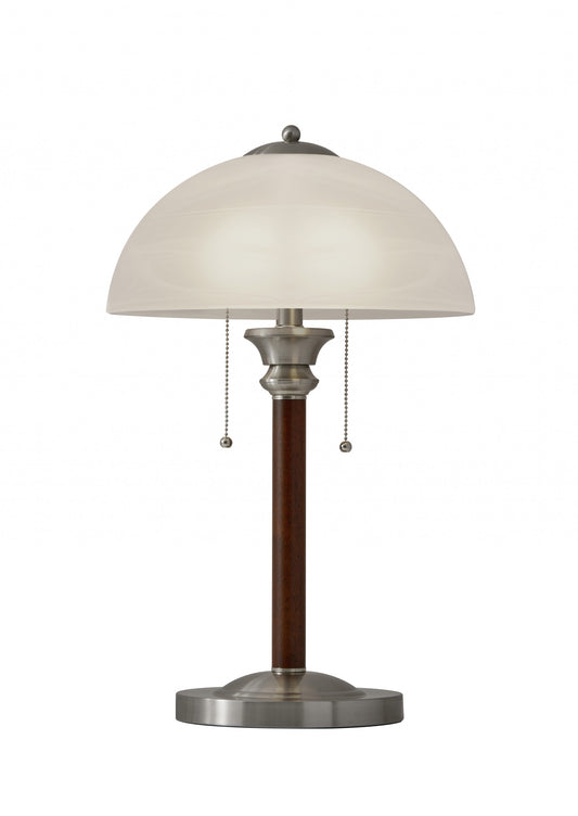 23" Silver Metal Standard Table Lamp With White Shade