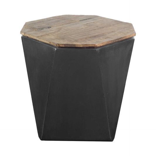21" Black Solid Wood End Table