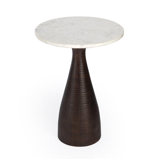 22" Brown Marble Round End Table